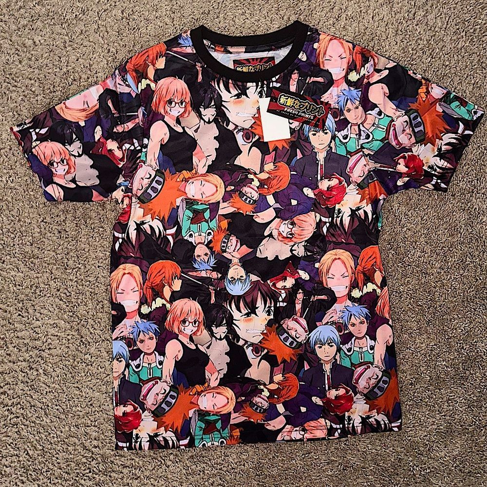 Fresh Prints Men’s Anime Lightweight Dri-Fit Short Sleeve T-Shirt Tee NWT $38